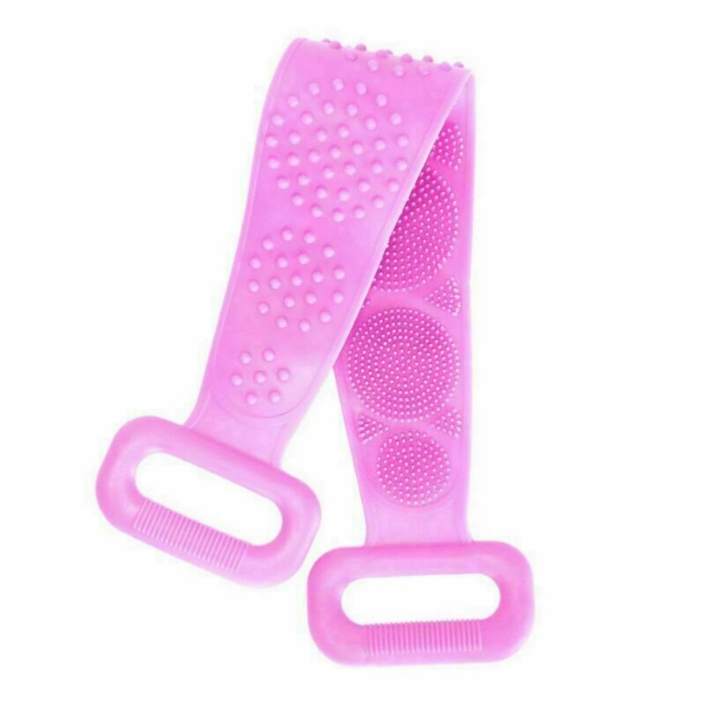 NEW Silicone Back Scrubber‎ Shower Brushes Body Exfoliating Massager PINK